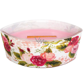 WoodWick Illustrated Moms Rose - Rose scented candle with wooden wide wick and glass ship lid 453 g