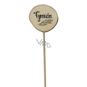 Bohemia Gifts Wooden Herb Marker with Print - Thyme, Circle Diameter is 5 - 8 cm