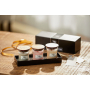 WoodWick Coastal Sunset + Vanilla Bean + Fireside Christmas candle set with wooden wick and lid glass small 3 x 85 g