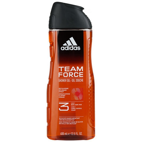 Adidas Team Force 3-in-1 shower gel for body, hair, and face for men 400 ml