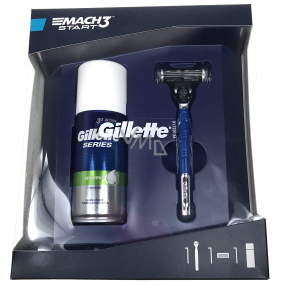 Gillette Mach3 Start razor for men + spare head 1 piece + Sensitive shaving foam 100 ml, cosmetic set, for men