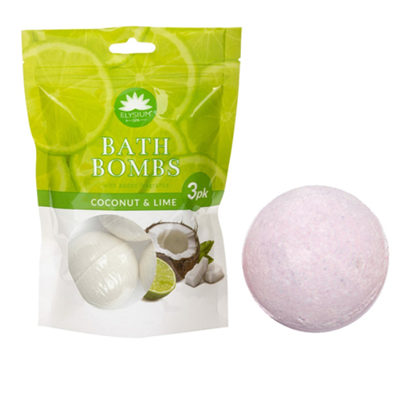Elysium Spa Coconut and lime sparkling ball-bath bomb 3 x 50 g