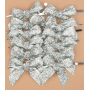 Velvet silver glitter bow 8 cm 12 pieces