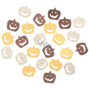 Wooden pumpkins beige-yellow-brown 2 cm 24 pieces