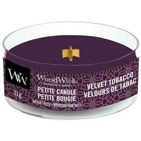 WoodWick Velvet Tobacco - Velvet tobacco scented candle with wooden wick petite 31 g