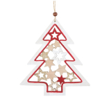 Wooden tree with gold glitter for hanging Red 15 x 17 cm