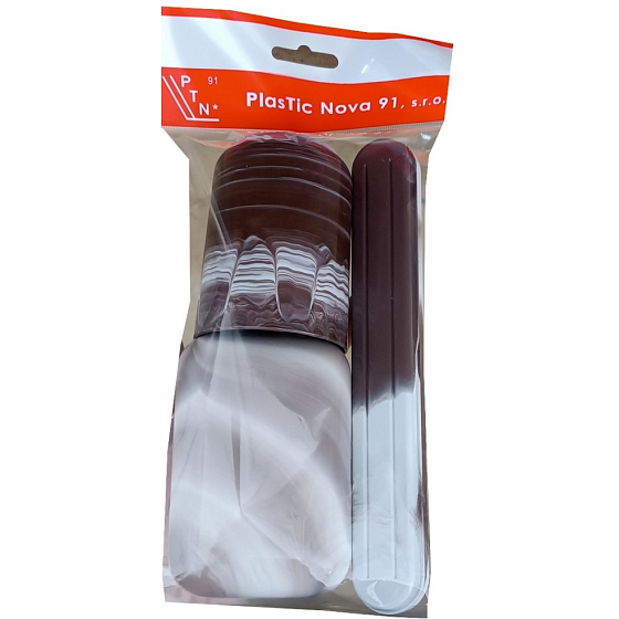 Plastic Nova Toiletry Bag Set - Travel Toiletry Set Brown, Cup, Toothbrush and Soap Case 3 Pieces