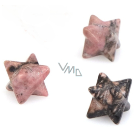 Rhodonite Merkaba natural stone 13 mm, great healer of hearts