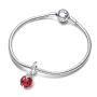 Charm Sterling silver 925 Red ladybug, animal bracelet pendant