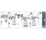 Window film Birds, cages blue 60 x 22,5 cm