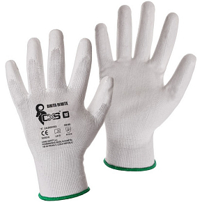 Brita CXS White Work Gloves, White, Coated with Polyurethane, Size 7, 1 Pair