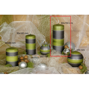 Lima Elegance Gray candle green cylinder 60 x 150 mm 1 piece