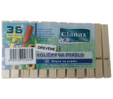 Clanax Wooden Clothespins 36 Pieces