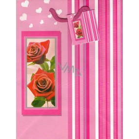 Nekupto Gift paper bag 23 x 18 x 10 cm pink with rose 1003 30 KAM