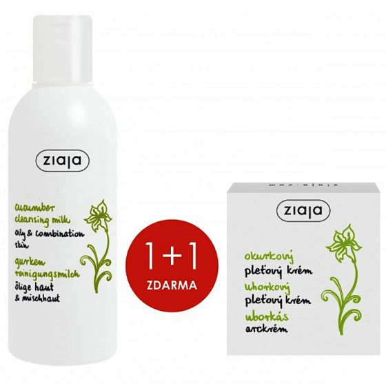 Ziaja Cucumber cleansing lotion 200 ml + face cream 50 ml, duopack