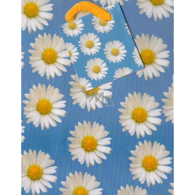 Nekupto Gift paper bag 14 x 11 x 6.5 cm Blue with daisies 1116 40 KAS