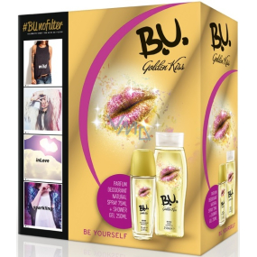B.U. Golden Kiss perfumed deodorant glass for women 75 ml + shower gel 250 ml, cosmetic set