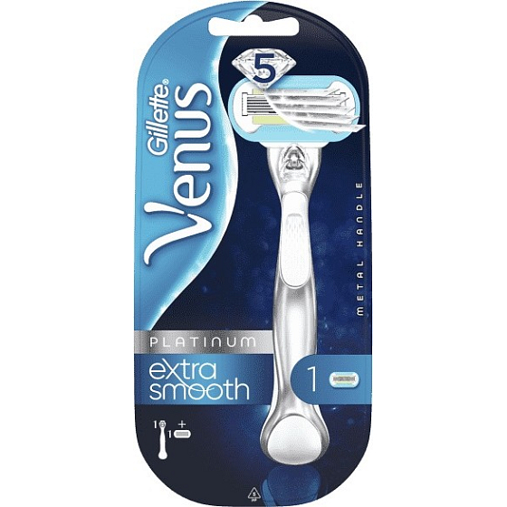 Gillette Venus Extra Smooth Platinum Razor + 1 Replacement Blade for Women