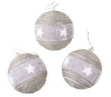 Flasks gray with a star for hanging 8 cm, 3 pieces