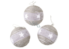 Flasks gray with a star for hanging 8 cm, 3 pieces