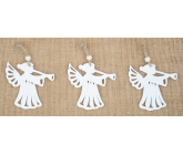 Wooden Hanging Angel White 7 cm 3 pieces