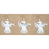 Wooden hanging angel white 7 cm 3 pieces