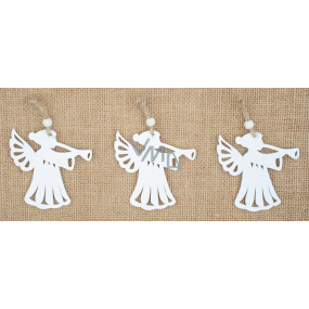 Wooden hanging angel white 7 cm 3 pieces