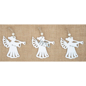 Wooden Hanging Angel White 7 cm 3 pieces
