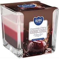 Bispol scented candle three-color chocolate and cherry, 170 g