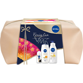 Nivea Firming Care Q10 Firming Body Lotion 400 ml + Apricot Shower Gel 250 ml + Black & White antiperspirant roll-on 50 ml + case, cosmetic set