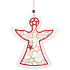 Wooden angel with gold glitter Red 15 x 17 cm