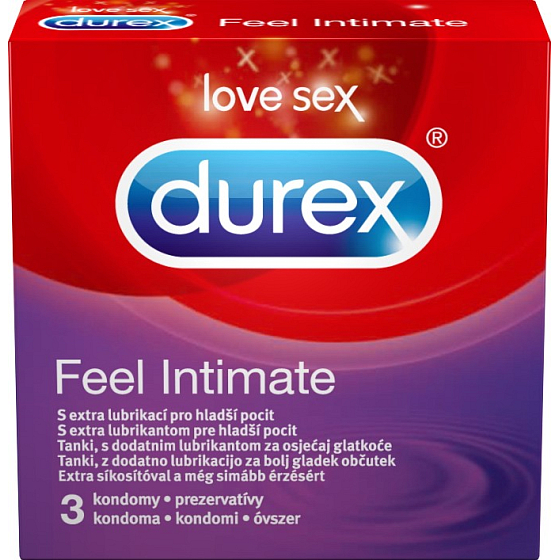 Durex Feel Intimate condom thin with extra lubrication nominal width: 56 mm 3 pieces