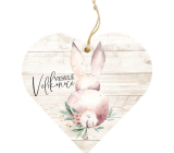 Bohemia Gifts Wooden decorative heart printed with Happy Easter 12 cm