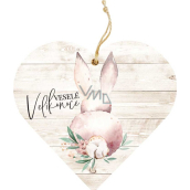 Bohemia Gifts Wooden decorative heart printed with Happy Easter 12 cm