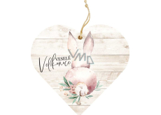 Bohemia Gifts Wooden decorative heart printed with Happy Easter 12 cm