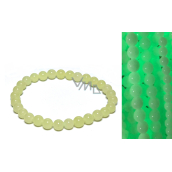 Jade Luminois Light Phosphorescent, yellow glow in the dark, bracelet elastic natural stone, bead 6 mm / 16 - 17 cm