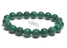 Malachite bracelet elastic natural stone, bead 9 - 10 mm / 16 - 17 cm, wishing stone