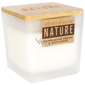 Heart & Home Nature Bamboo wood & ginger scented candle large glass, burning time up to 40 hours 210 g