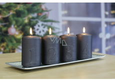 Lima Alfa Advent set with numbers candle grey cylinder 60 x 90 mm 4 pieces