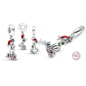 Sterling silver 925 Disney Pluto with Christmas hat, Christmas bracelet pendant