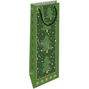 Nekupto Gift paper bag for bottle 33 x 10 x 9 cm Christmas trees green