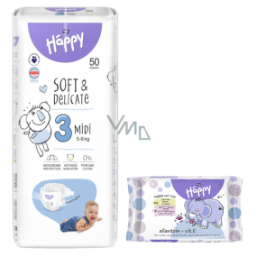 Bella Happy Midi 3 5 - 9 kg diaper panties for children 50 pieces + Bella wet wipes for children 10 pieces