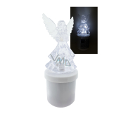 Candle LED glowing angel - white flickering flame 15,5 cm