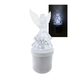 Candle LED glowing angel - white flickering flame 15,5 cm