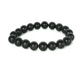 Tourmaline black bracelet elastic natural stone, ball 10 mm / 16 - 17 cm, guardian of good mood