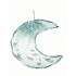 Silver moon with feather and sequins for hanging 20 cm