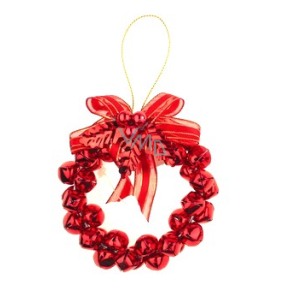 Wreath made of jingle bells - metal, color red 8,5 cm