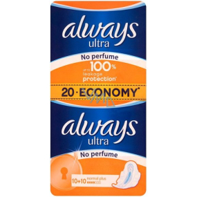 Always Ultra Normal Plus No Perfume unscented sanitary napkins with wings 20 pieces