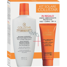 Collistar Sun Care Kit Moisturizing Restructuring After Sun Balm After Sun Balm 200 ml + Protective Tanning Cream Water Resistant SPF15 protective sunscreen 50 ml, cosmetic set