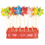 Pinwheel with large polka dots blue 9 cm + skewers 1 piece